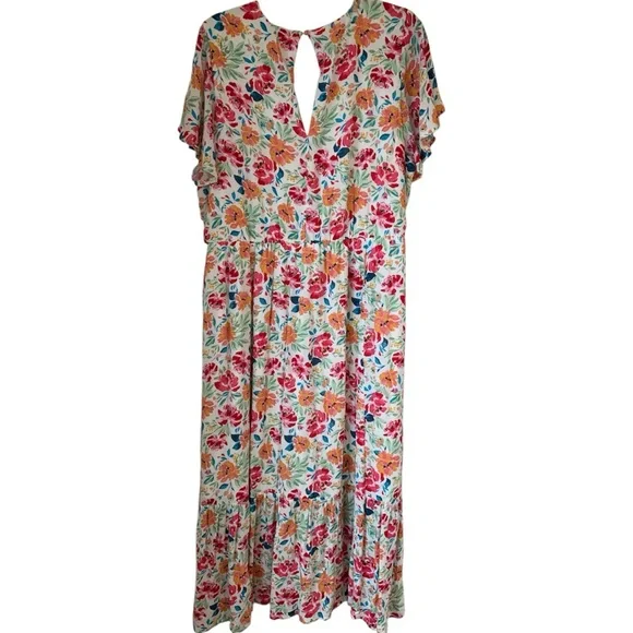 NWT TORRID Women’s Ivory Ditsy Floral Gauze Button Front Tea-Length Dress Sz 2X - Picture 3 of 16